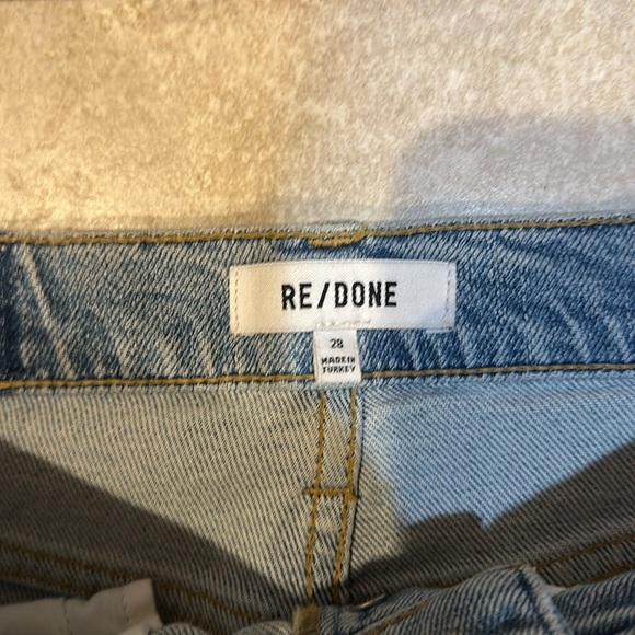 Redone 70s Stovepipe Destroyed Straight Crop Jeans 28 Ripped Distress - Picture 3 of 9